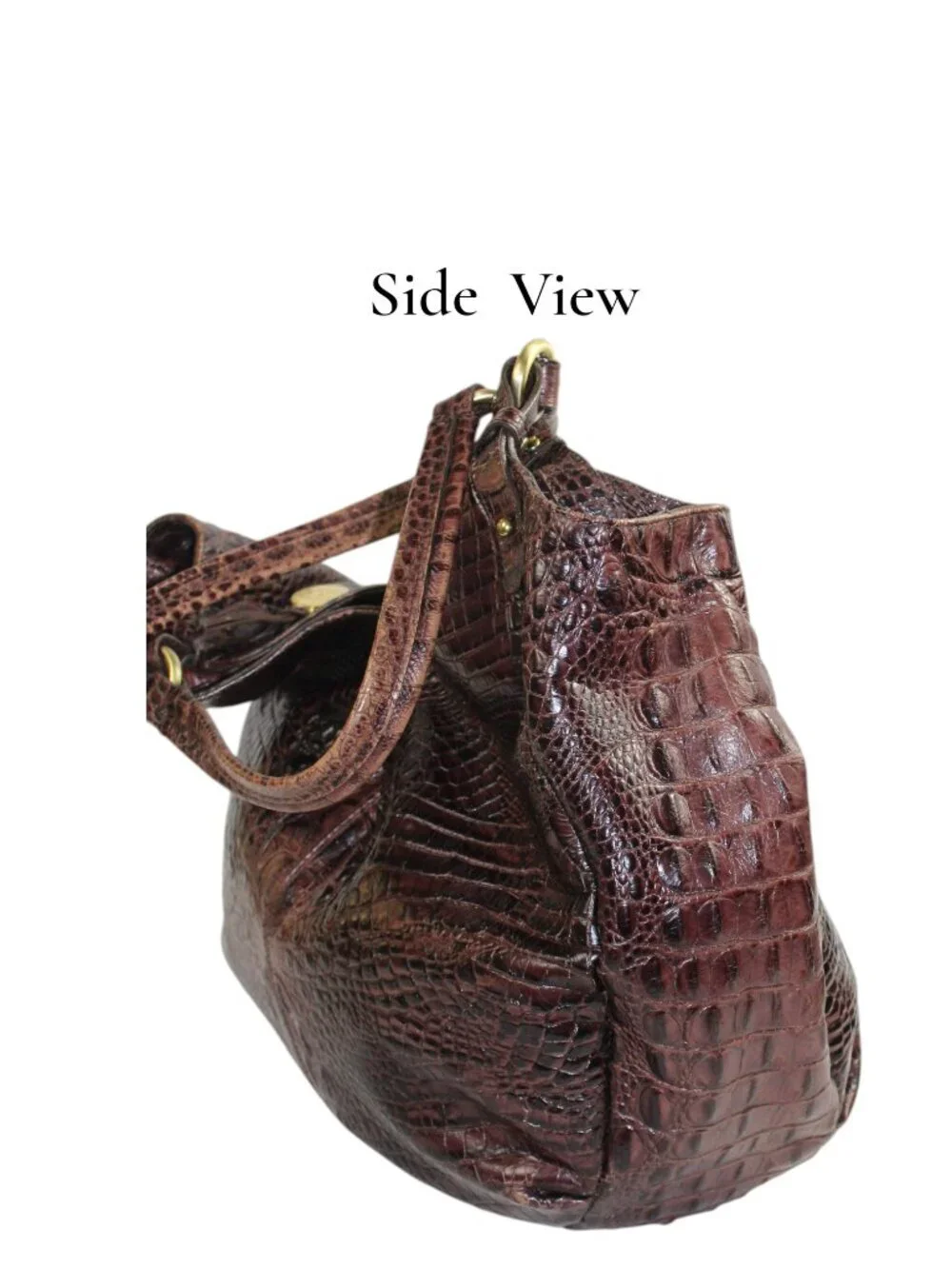 Brahmin Annie Truffle Melbourne Bordeaux Croc Crescent Hobo Shoulder Bag